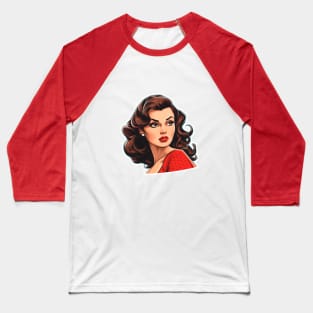 Pin up beauty girl retro comic Baseball T-Shirt